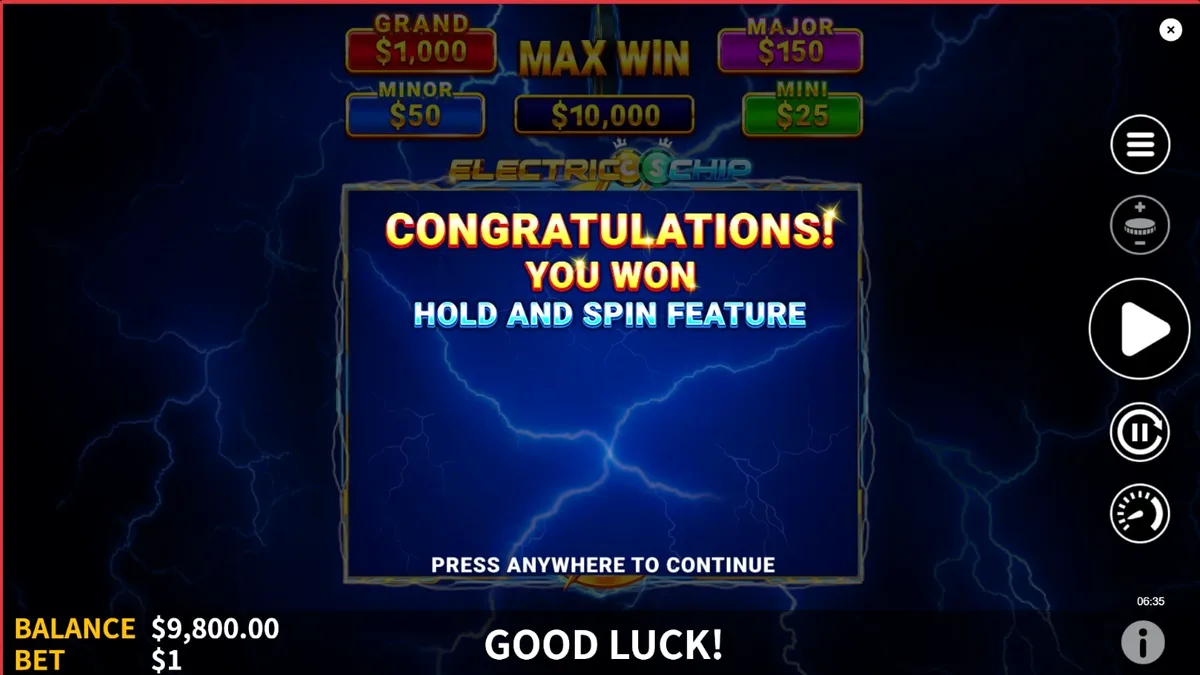 Tampilan visual slot Electric Chip dengan tema neon dan petir