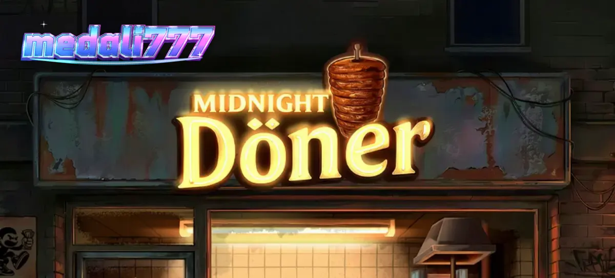 Tampilan visual slot Midnight Doner dengan tema kedai kebab malam hari