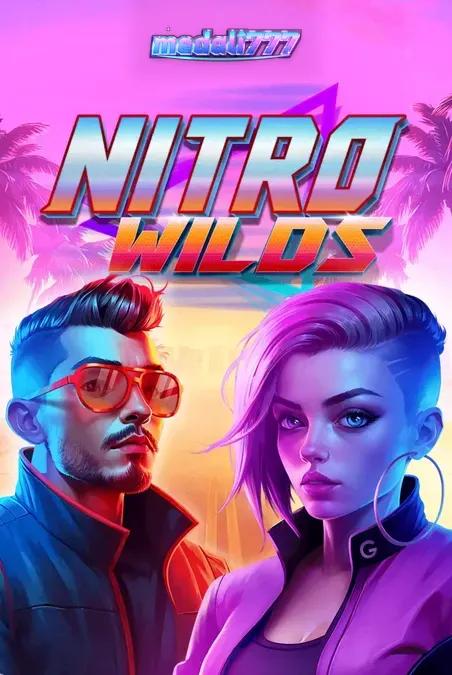 Tampilan visual slot bertema balapan retro Nitro Wilds dengan nuansa neon